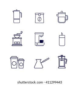 Set of Vector Coffee Elements and Coffee Accessories Illustration