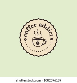Coffee addict retro badge design vector
