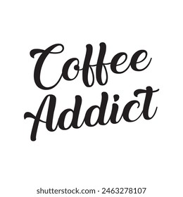 texto adicto al café sobre fondo blanco.