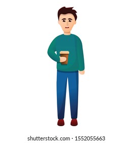 Coffee addiction icon. Cartoon of coffee addiction vector icon for web design isolated on white background