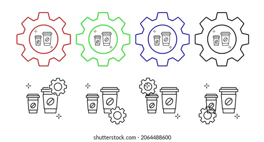 Coffee, addictions vector icon in gear set illustration for ui and ux, website or mobile application