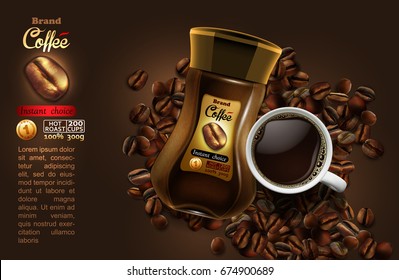 coffee advertising design with coffee splash elements, high detailed realistic illustration