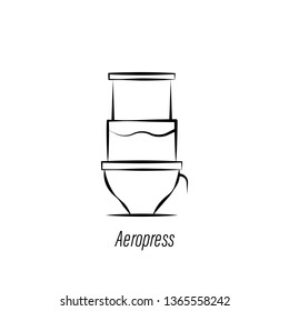 coffee aero press hand draw icon. Element of coffee illustration icon. Signs and symbols can be used for web, logo, mobile app, UI, UX