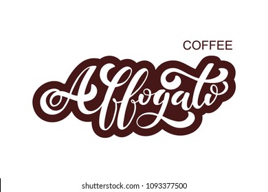 Coffee Affogato logo. Types of coffee. Handwritten lettering design elements. Template and concept for cafe, menu, coffee house, shop advertising, coffee shop. Vector illustration.