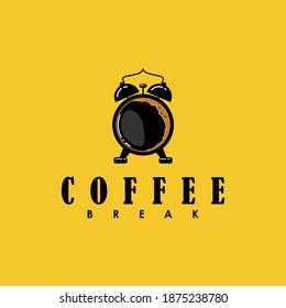 coffee and alarm break time logo design vector realistic timer clock