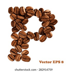 Coffee alphabet letter, vector illustration EPS 8. 