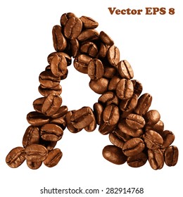 Letra del alfabeto café, ilustración vectorial EPS 8. 