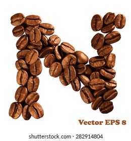 Coffee alphabet letter, vector illustration EPS 8. 