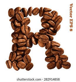 Coffee alphabet letter, vector illustration EPS 8. 