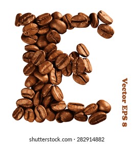 Coffee alphabet letter, vector illustration EPS 8. 