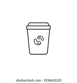 Coffee with alternative cashew milk, coffee cup simple thin line icon vector illustration