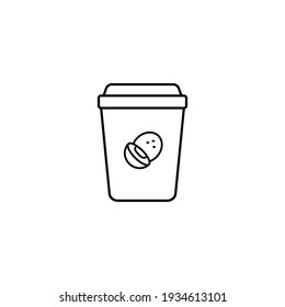 Coffee with alternative coconut milk, coffee cup simple thin line icon vector illustration