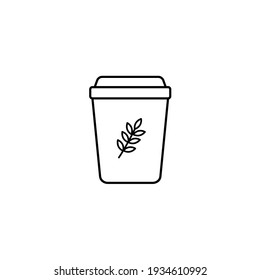 Coffee With Alternative Oat Milk, Coffee Cup Simple Thin Line Icon Vector Illustration