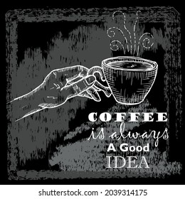 Coffee is always, a good idea, quotes doodle