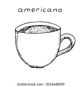 Kaffeekamericanhandzeichnung, Vektorgrafik-Skizze