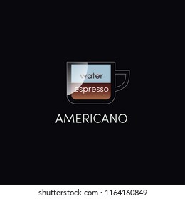 Coffee Americano menu cup concept infographic. Vector illustration
