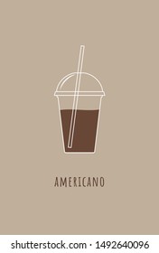 Coffee Americano Post Card Illustration