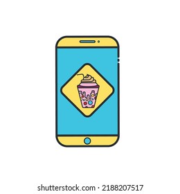 Coffee app icon. Lineal color style. Can be used for web and mobile.