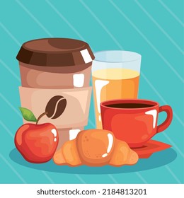 coffee and apple with croissant