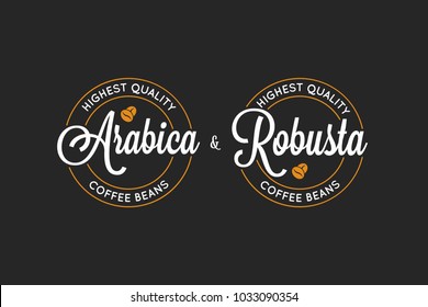 coffee Arabica and Robusta logo on black background