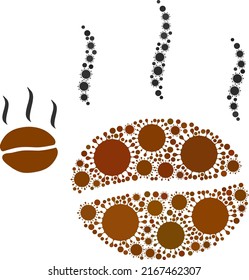 Coffee aroma mosaic icon. Vector mosaic composed from scattered Covid-2019 items. Viral mosaic coffee aroma icon. Coffee aroma mosaic for pandemic templates.