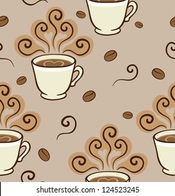 Coffee Aroma Pattern. Seamless pattern can be used for wallpaper, pattern fills, web page background,surface textures.