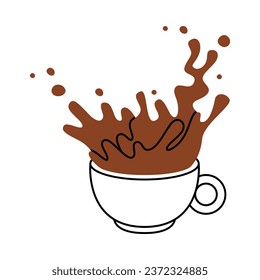 Aromatisches Kaffeetrinken in Pokal mit Splash-Vektorgrafik gegossen