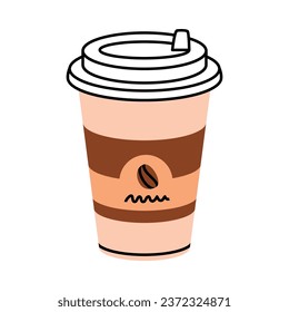 Bebida aromática de café vertida en la ilustración de vectores de la copa de papel