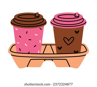 Aromatisches Kaffeetrinken in Papier-Cup-Vektorgrafik