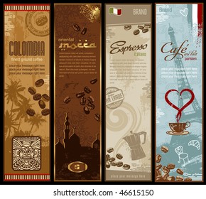 coffee around the world - set of four banners