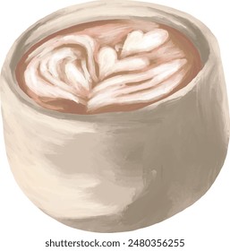 coffee art latte cafae menu illustration