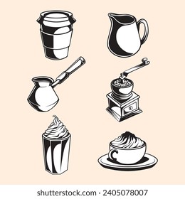 arte de diseño de vector de activos de café