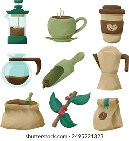 Coffee assets vector design illustration