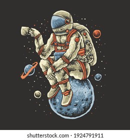 coffee astronaut illustration design, the design can be used for print and digital needs