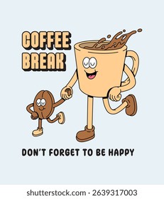 coffee and baby coffee cute retro cartoon illustration