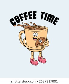 coffee and baby coffee retro cartoon illustration