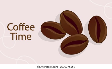 Coffee backdrop design with hand drawn coffee beans. coffee seeds. Packaging design, wallpaper, banner. cartoon flat style. Vector background.