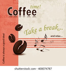 Resumen del fondo del café con el lema Coffee Break