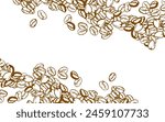 coffee background. Coffee beans in frames, border. Coffee beans background. Coffee Beans Illustration for packaging.