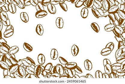 coffee background. Coffee beans in frames, border. Coffee beans Isolated on a white background. Coffee beans background for packaging.
