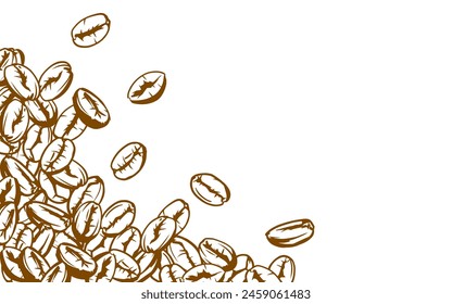 coffee background. Coffee beans in frames, border. Coffee beans Isolated on a white background. Coffee beans background for packaging.