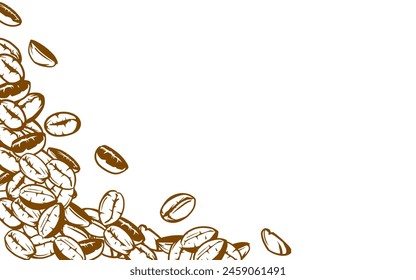 coffee background. Coffee beans in frames, border. Coffee beans Isolated on a white background. Coffee beans background for packaging.