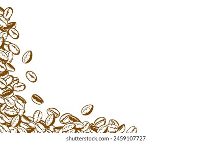 coffee background. Coffee beans in frames, border. Coffee beans background. Coffee Beans Illustration for packaging.