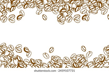 coffee background. Coffee beans in frames, border. Coffee beans background. Coffee Beans Illustration for packaging.