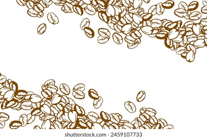 coffee background. Coffee beans in frames, border. Coffee beans background. Coffee Beans Illustration for packaging.