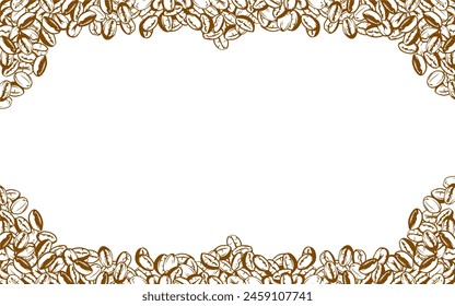 coffee background. Coffee beans in frames, border. Coffee beans background. Coffee Beans Illustration for packaging.