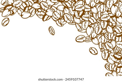 coffee background. Coffee beans in frames, border. Coffee beans background. Coffee Beans Illustration for packaging.