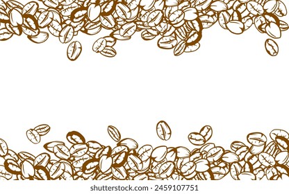 coffee background. Coffee beans in frames, border. Coffee beans background. Coffee Beans Illustration for packaging.