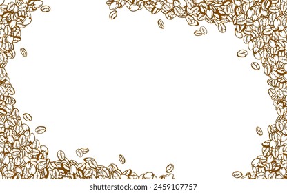 coffee background. Coffee beans in frames, border. Coffee beans background. Coffee Beans Illustration for packaging.