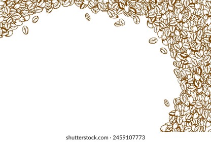 coffee background. Coffee beans in frames, border. Coffee beans background. Coffee Beans Illustration for packaging.
